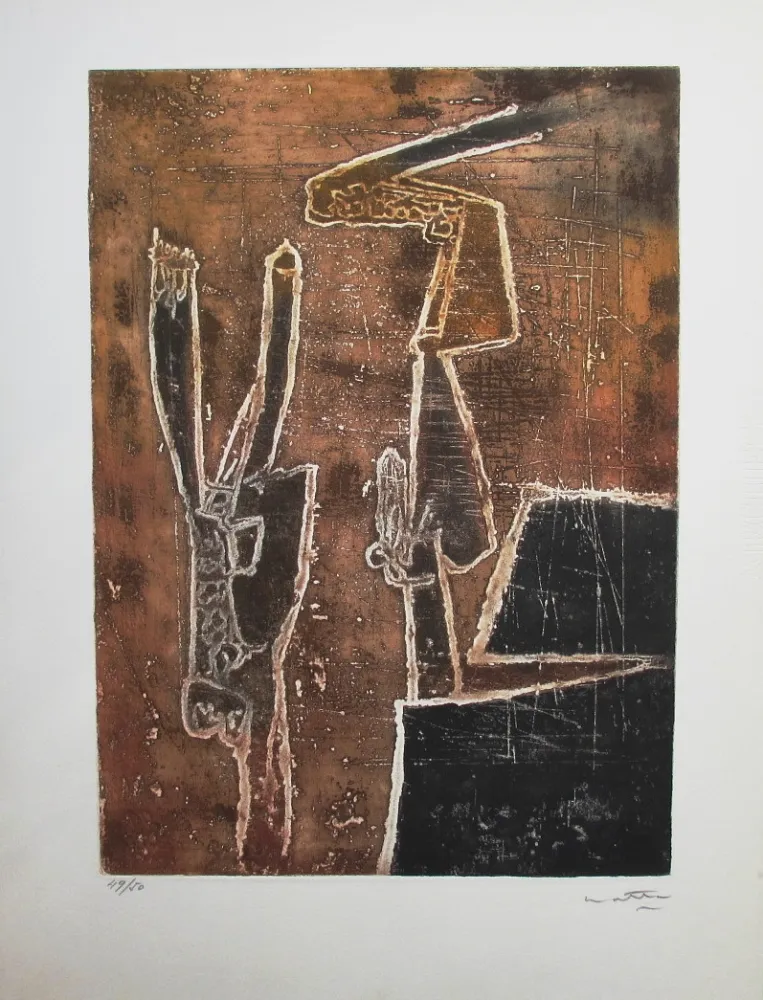 Radierung Und Aquatinta Matta - Le Mur