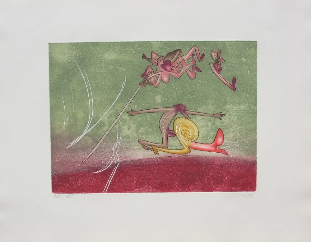 Radierung Und Aquatinta Matta - Le sot à la perche