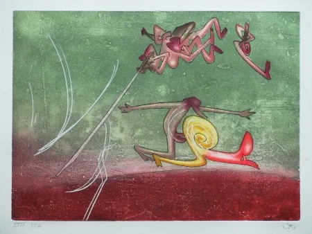 Radierung Und Aquatinta Matta - Le sot à la perche