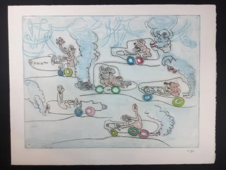 Radierung Und Aquatinta Matta - Les OH! Tomobiles 