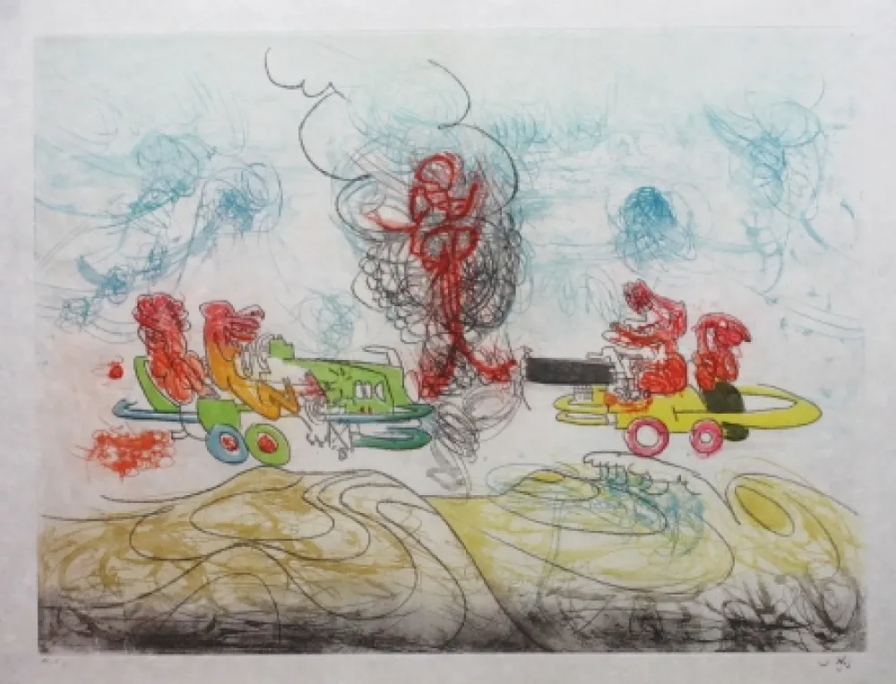 Radierung Und Aquatinta Matta - Les Oh' Tomobiles (Planche 3)