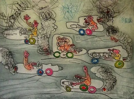 Radierung Und Aquatinta Matta - Les oh Tomobiles, suite complète