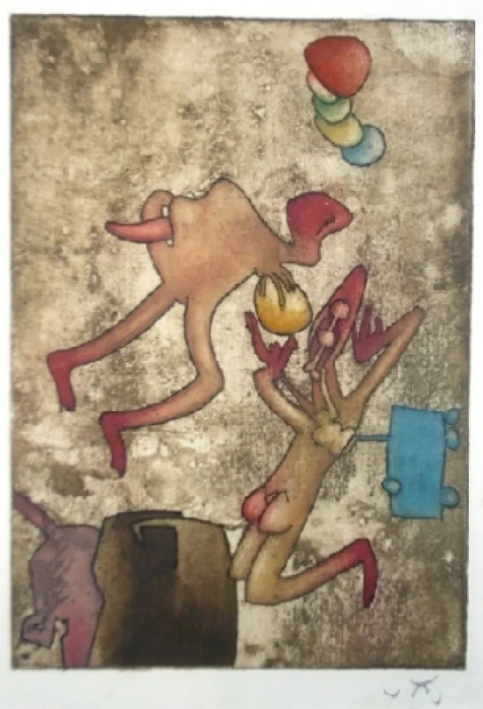 Radierung Und Aquatinta Matta - Mots desserre freins 4