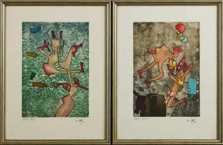 Radierung Und Aquatinta Matta - Mots desserre freins, planche 3 and 4