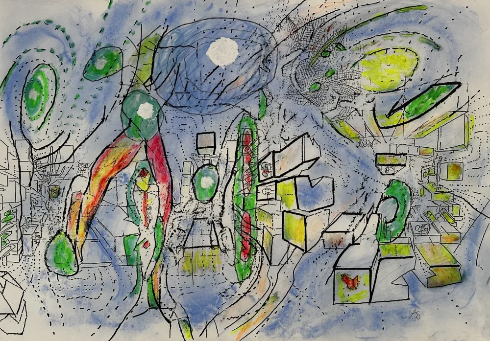 Keine Technische Matta - Sans Titre Drawing on Print