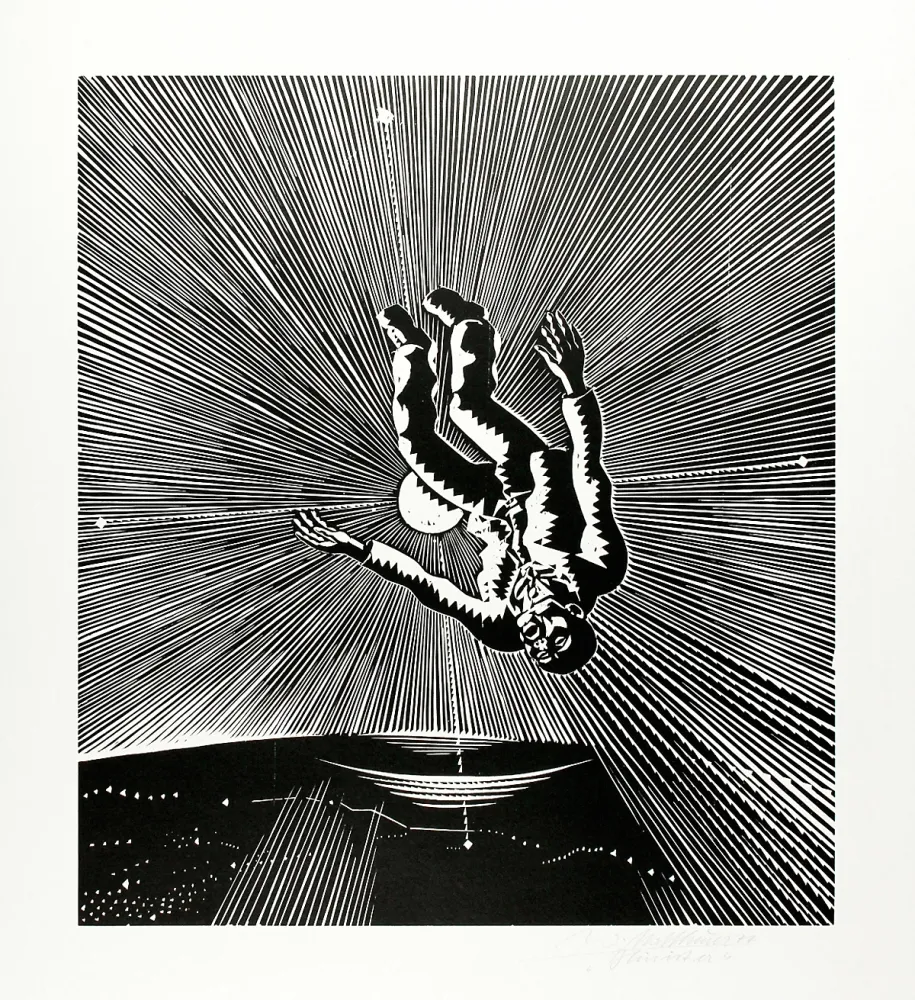 Holzschnitt Mattheuer - Hin ist er (He’s gone)