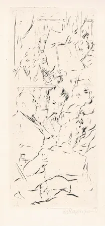 Kaltnadelradierung Mayrhofer - Im Kaffeehaus