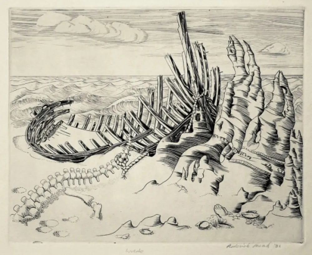 Radierung Mead - Wreck (Wreck on Shore; Wrecked Ship)