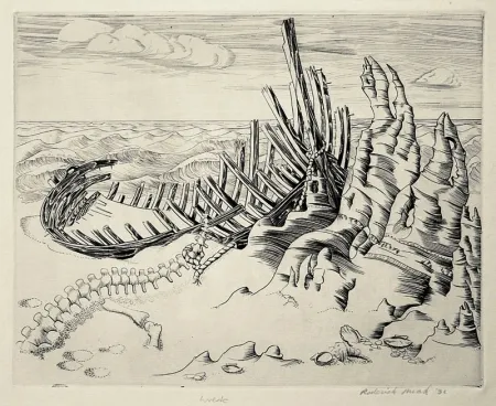 Radierung Mead - Wreck (Wreck on Shore; Wrecked Ship)