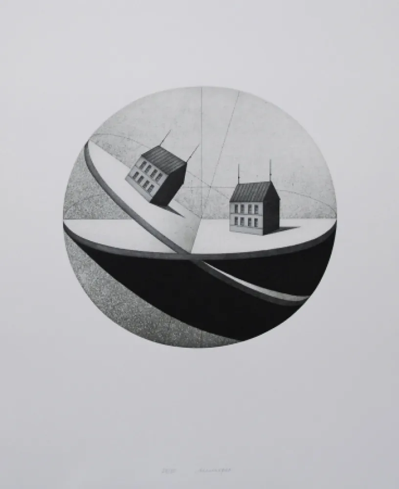 Radierung Und Aquatinta Meckseper - Schiefe Ebene