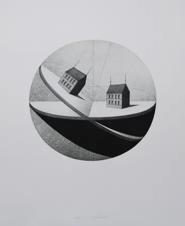 Radierung Und Aquatinta Meckseper - Schiefe Ebene