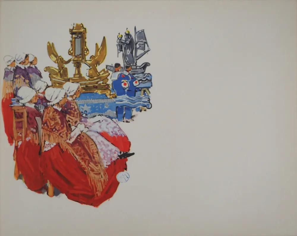 Heliogravüre Méheut - Bretagne, Hommage aux Marins