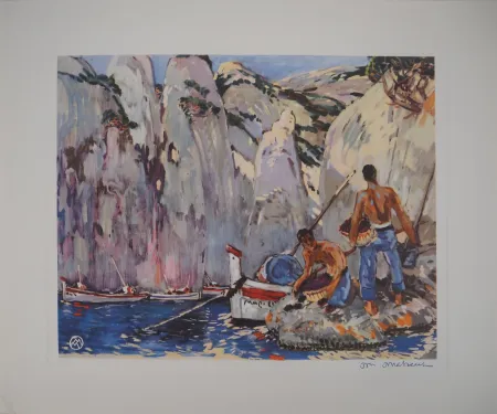 Heliogravüre Méheut - La Pêche dans les Calanques
