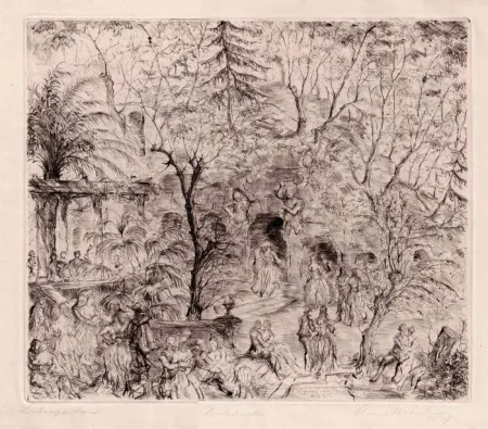 Radierung Meid - Liebesgarten / Garden of Love