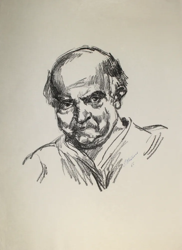 Lithographie Meidner - Selbstbildnis nach links