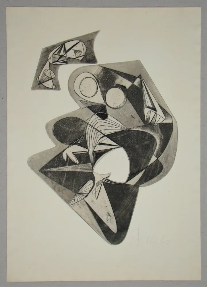 Radierung Mels - Composition pour Art Abstrait