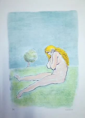 Lithographie Messina - Donna seduta