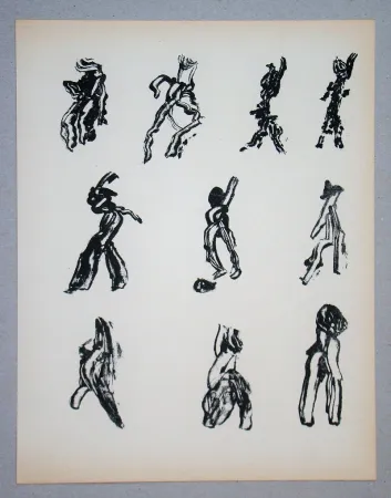Lithographie Michaux - Dix Figures