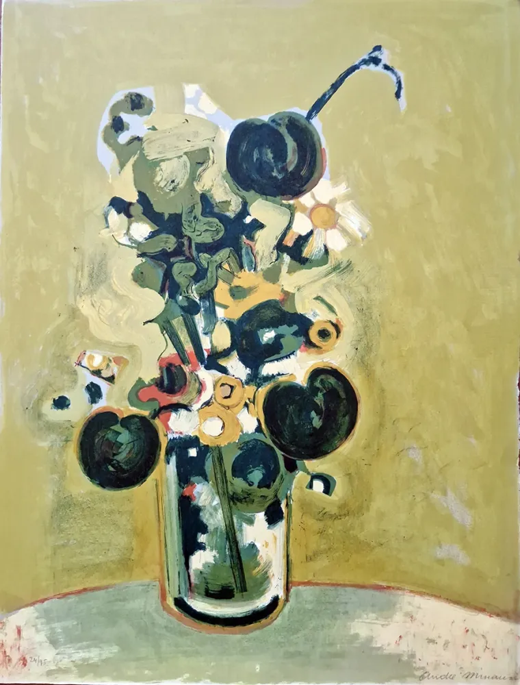 Lithographie Minaux - Le bouquet d'octobre