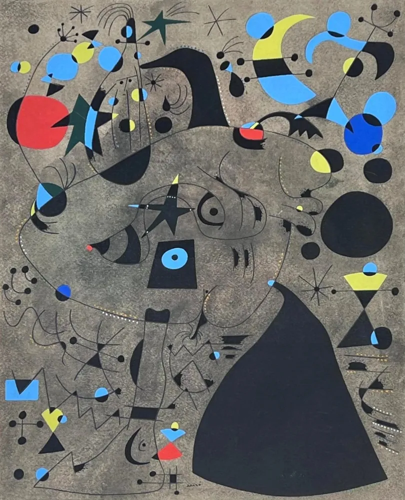 Pochoir Miró (After) - Femme dans la nuit (Constellations) 