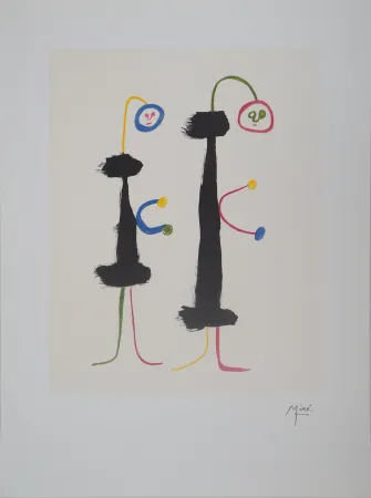 Lithographie Miró - Amoureux surréalistes