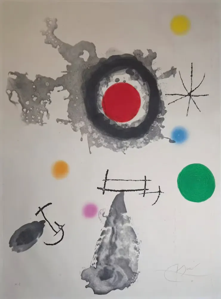Radierung Und Aquatinta Miró - Astre et Fumée (Star and Smoke)