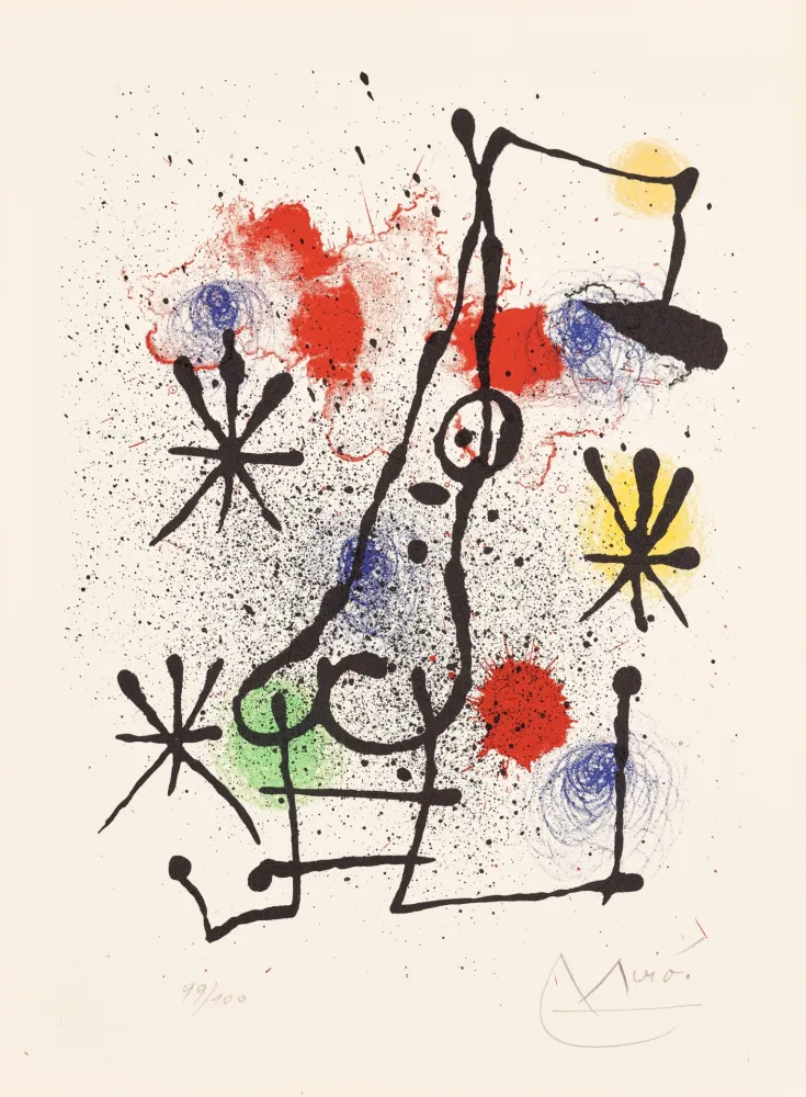 Lithographie Miró - Au portail couvert de neige (At the Snow-Covered Gate)