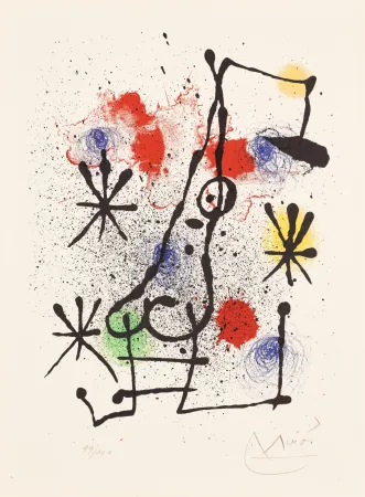 Lithographie Miró - Au portail couvert de neige (At the Snow-Covered Gate)