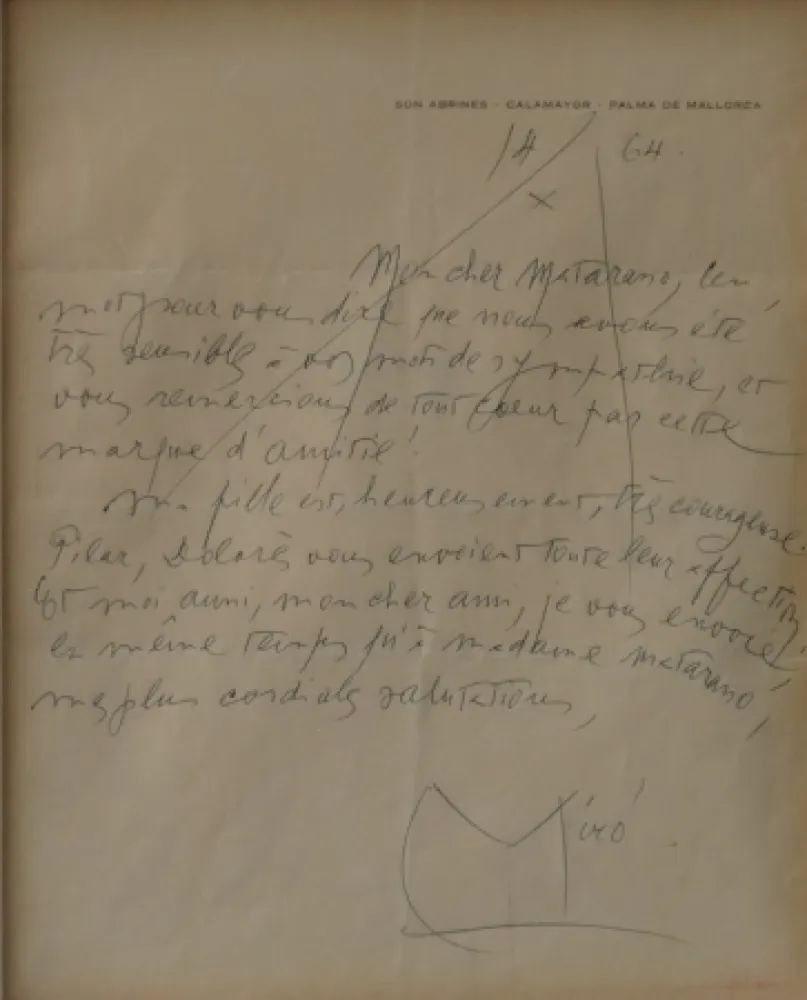 Keine Technische Miró - Autographed letter
