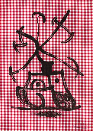 Lithographie Miró - Dame aux damiers (La)