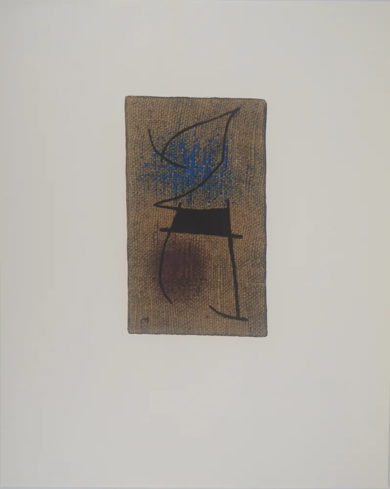 Lithographie Miró - Femme en bleu