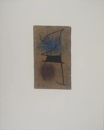 Lithographie Miró - Femme en bleu