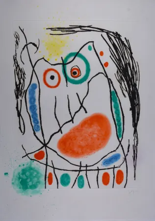 Radierung Und Aquatinta Miró - Grand duc I 