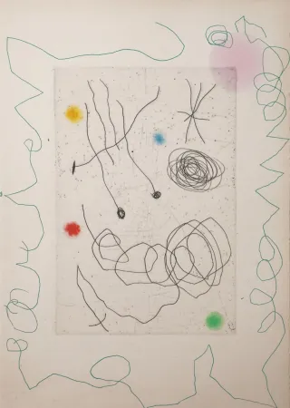 Kaltnadelradierung Miró - La chouette et l’escargot (The Owl and the Snail)