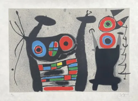 Lithographie Miró - Le Lezard aux Plumes D'or