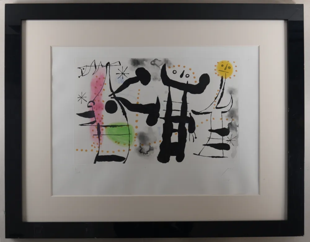 Stich Miró - Les Philosophes II, 1958 - Hand-signed (Framed)