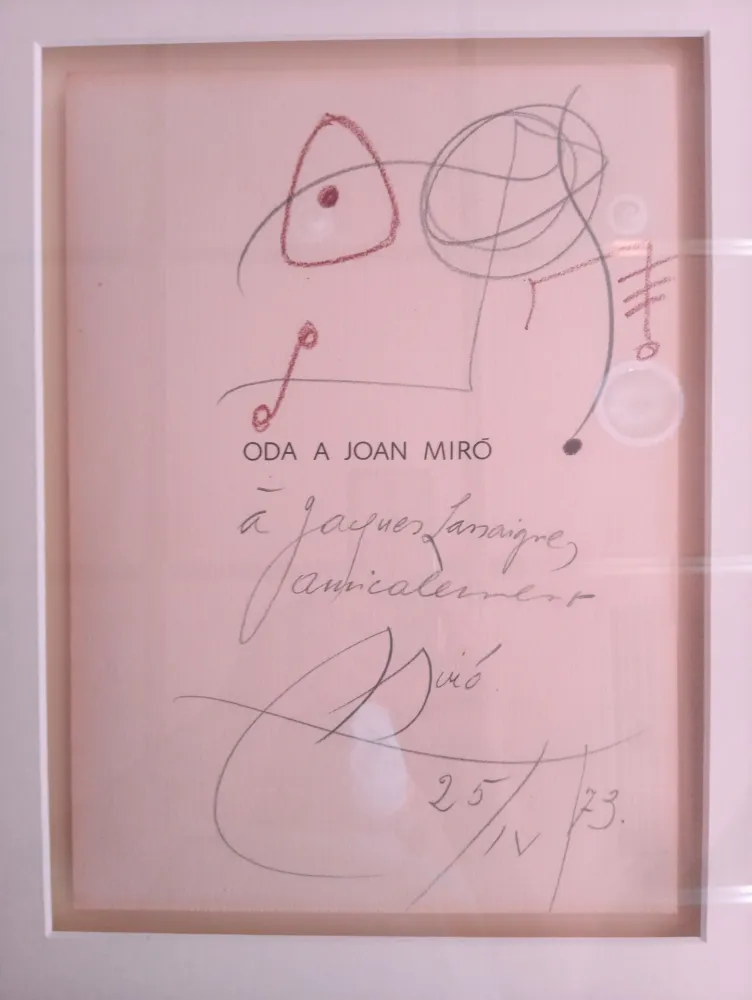 Keine Technische Miró - Original drawing dedicated to Jacques Lassaigne (with COA)