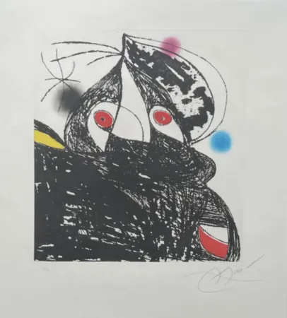 Radierung Und Aquatinta Miró - Personnage Romantique