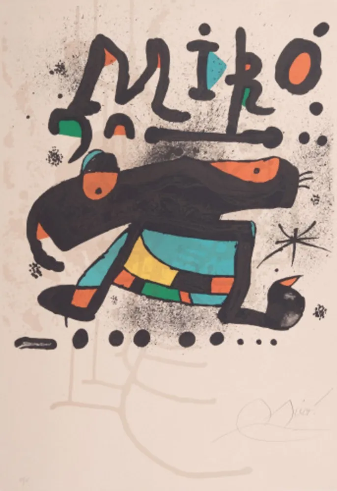 Lithographie Miró - Poster for the exhibition '100 sculptures'