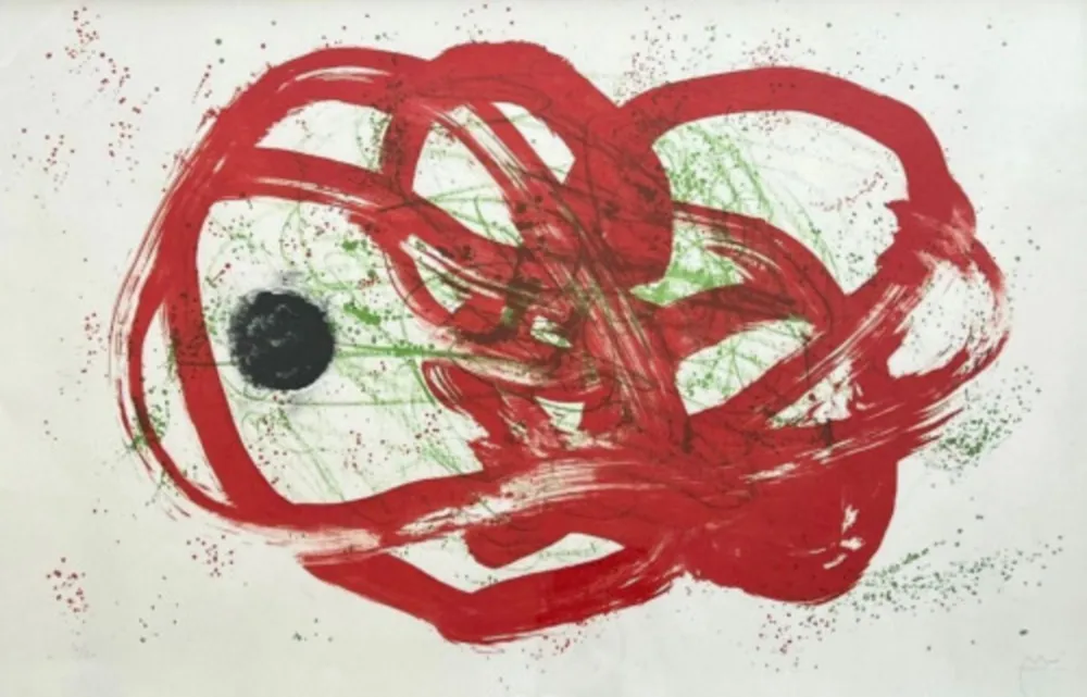 Lithographie Miró - Series I, vert sur rouge