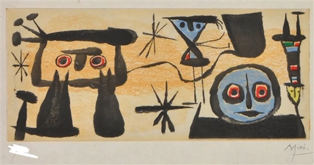 Radierung Und Aquatinta Miró - Un poeme dans chaque livre