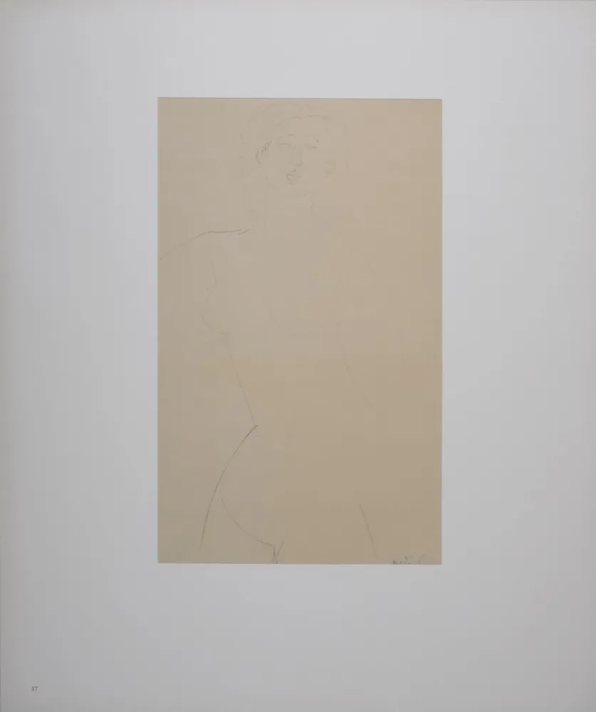 Lithographie Modigliani - Femme nue aux cheveux bouclés