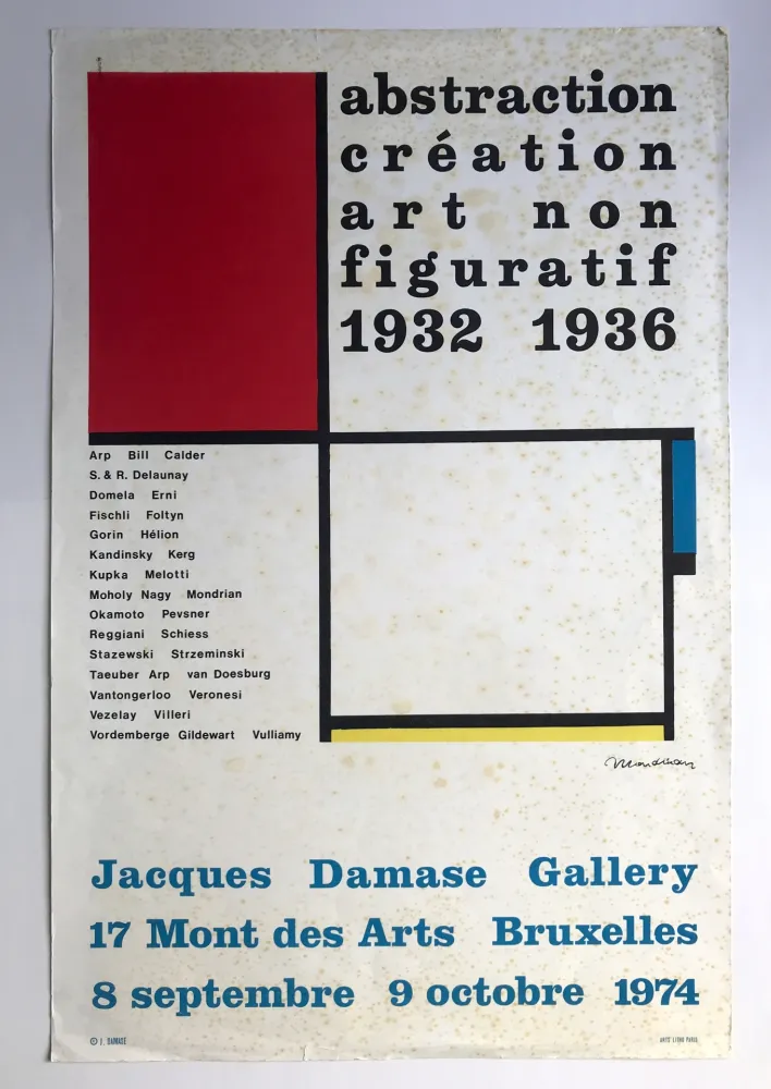 Plakat Mondrian - Abstraction-Création art non figuratif 1932-1936 /Jacques Damase Gallery