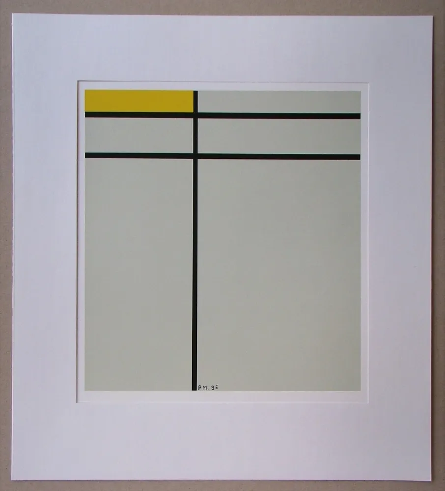 Siebdruck Mondrian - Compositie met geel - 1935