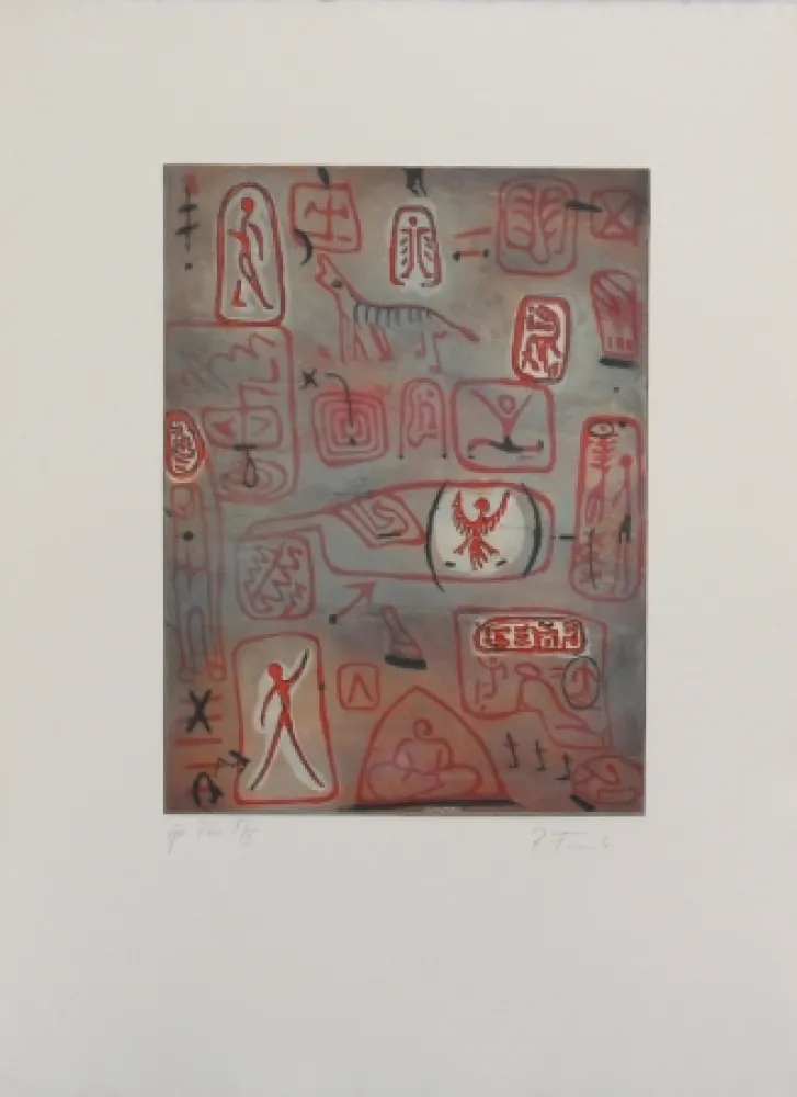 Radierung Und Aquatinta Monk - Wandmalerei (Cave Painting)