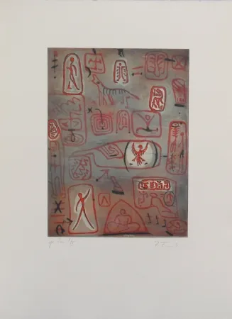 Radierung Und Aquatinta Monk - Wandmalerei (Cave Painting)