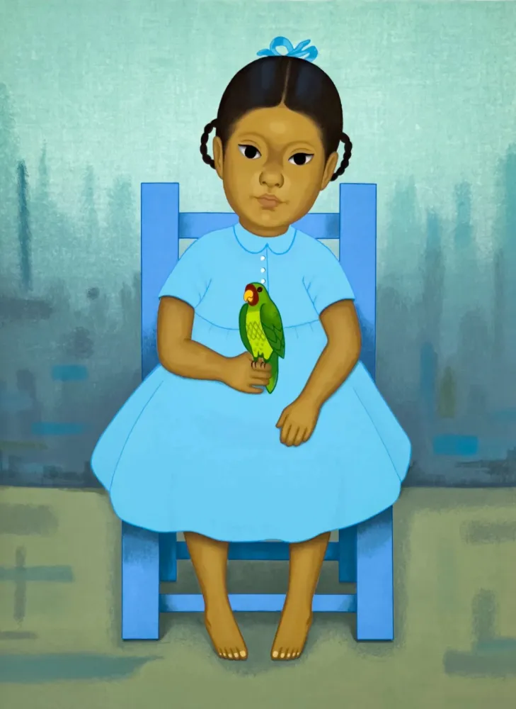 Siebdruck Montoya - Chica con pajaro