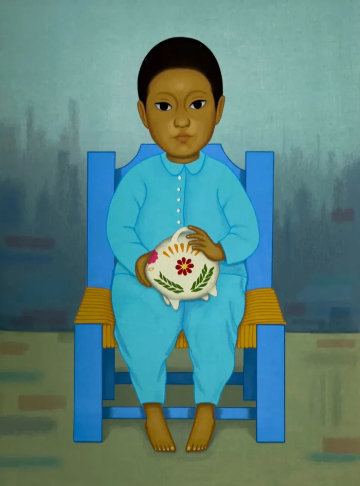 Siebdruck Montoya - Nino con cochinito