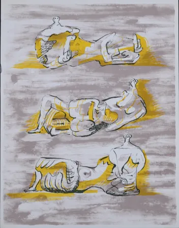 Lithographie Moore - Figures allongées, 1971