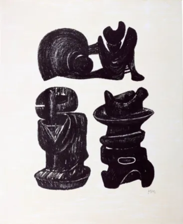 Lithographie Moore - La Poesie: Three Sculptural Forms (C. 320)